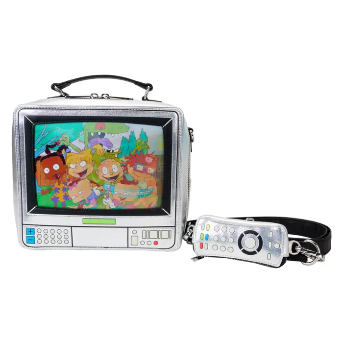 Nickelodeon Retro TV Triple Lenticular Crossbody Bag With Coin Bag Unisex Loungefly Bags and Wallets Nickelodeon Retro TV Triple Lenticular Crossbody Bag With Coin Bag Unisex Loungefly Bags and Wallets