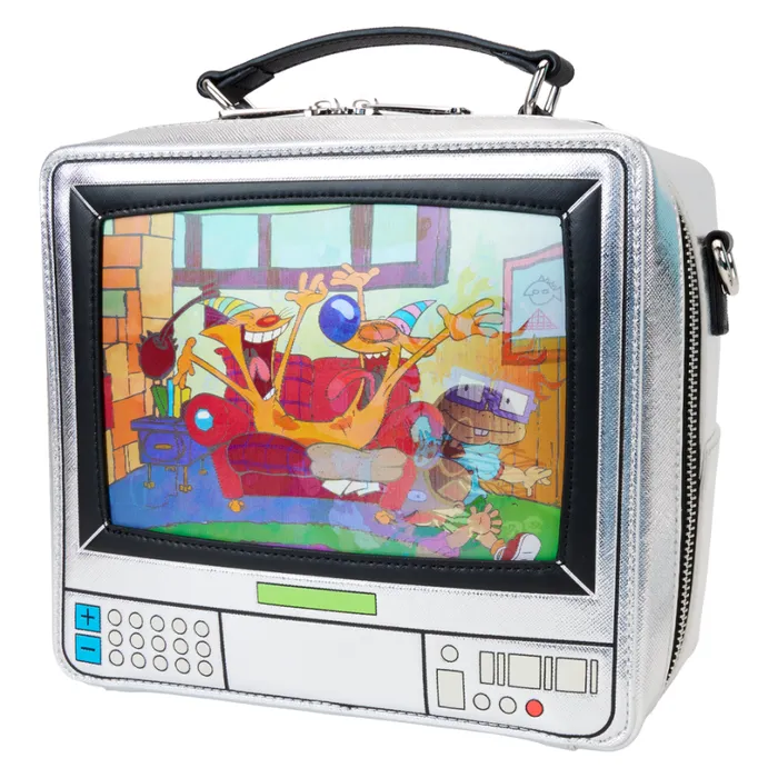 Nickelodeon Retro TV Triple Lenticular Crossbody Bag With Coin Bag Unisex Loungefly Bags and Wallets
