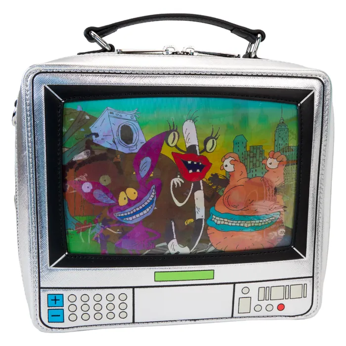Nickelodeon Retro TV Triple Lenticular Crossbody Bag With Coin Bag Unisex Loungefly Bags and Wallets