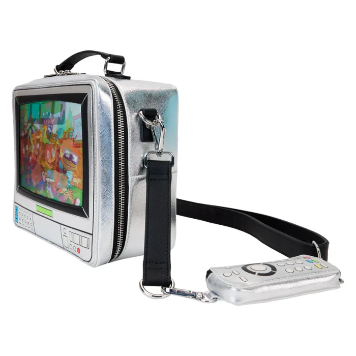 Nickelodeon Retro TV Triple Lenticular Crossbody Bag With Coin Bag Unisex Loungefly Bags and Wallets