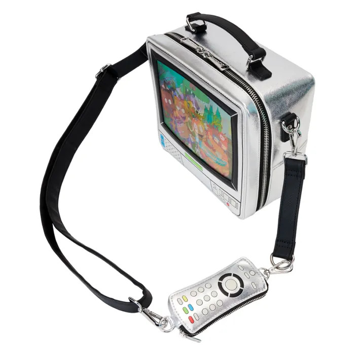Nickelodeon Retro TV Triple Lenticular Crossbody Bag With Coin Bag Unisex Loungefly Bags and Wallets