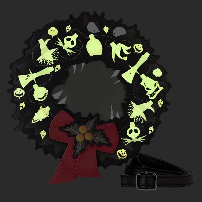 Nightmare Before Christmas Wreath String Lights Glow Crossbody Bag Unisex Loungefly Crossbody Bags Nightmare Before Christmas Wreath String Lights Glow Crossbody Bag Unisex Loungefly Crossbody Bags