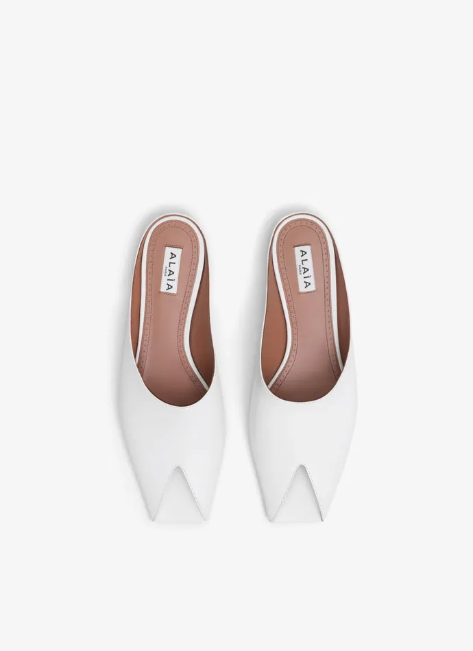 Off White SPIKE FLAT MULES IN CALFSKIN Women Alaa Flat Shoes