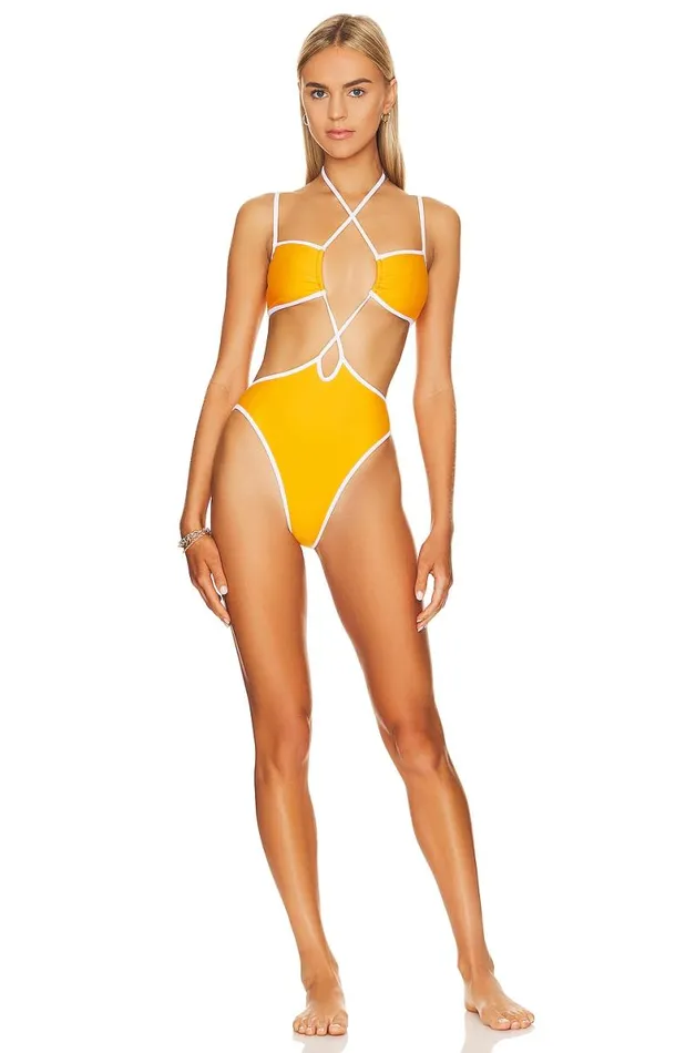 Out Of Time One Piece Orange and White Women Lovers and Friends Swimsuits and CoverUps