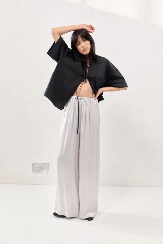 Pants Women VRG GRL Merci Satin Pants Silver