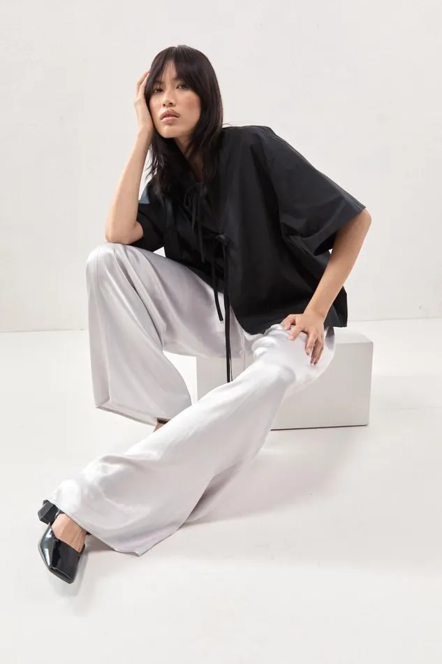 Pants Women VRG GRL Merci Satin Pants Silver Pants Women VRG GRL Merci Satin Pants Silver