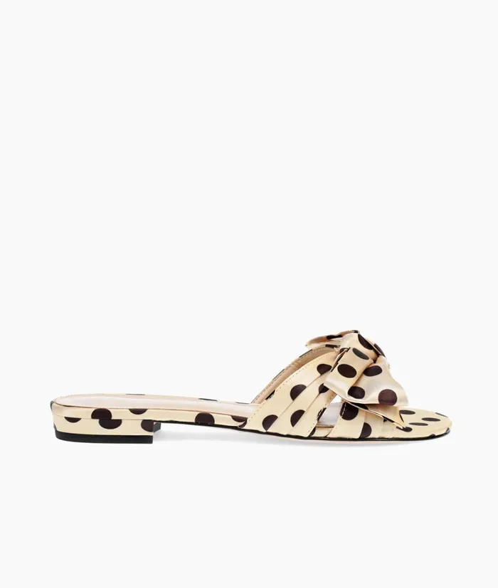 Pelle Moda Becall Slide 8211 GoldBlack GoldBlack Polka Dot Satin Women Sandals Pelle Moda Becall Slide 8211 GoldBlack GoldBlack Polka Dot Satin Women Sandals
