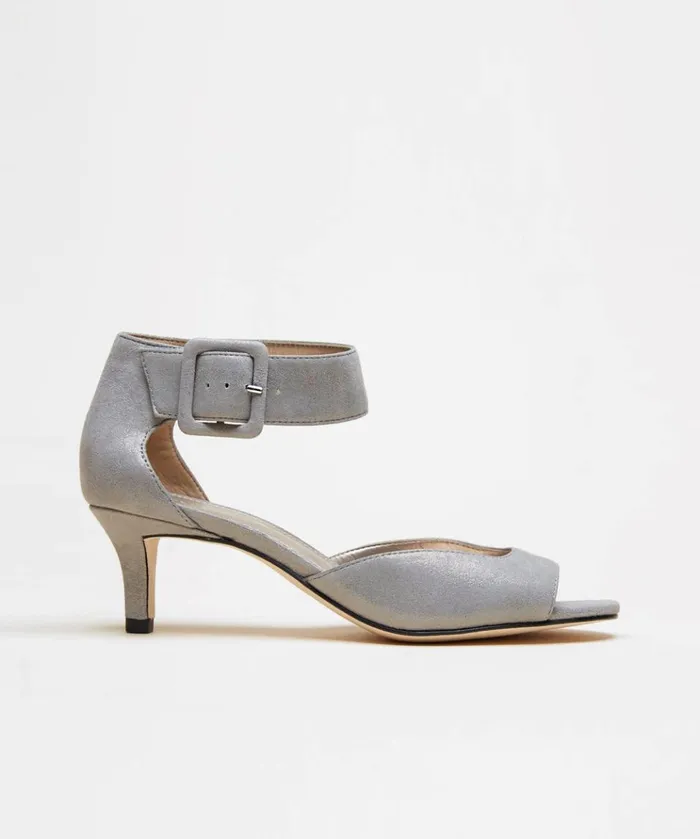 Pelle Moda Berlin Low Heel 8211 Pewter Pewter Shimmer Suede Women Low Heels