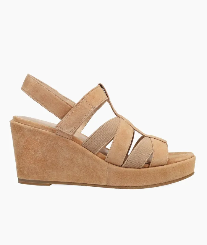 Pelle Moda Kym Wedge 8211 Latte Latte Kid Suede Women Wedges