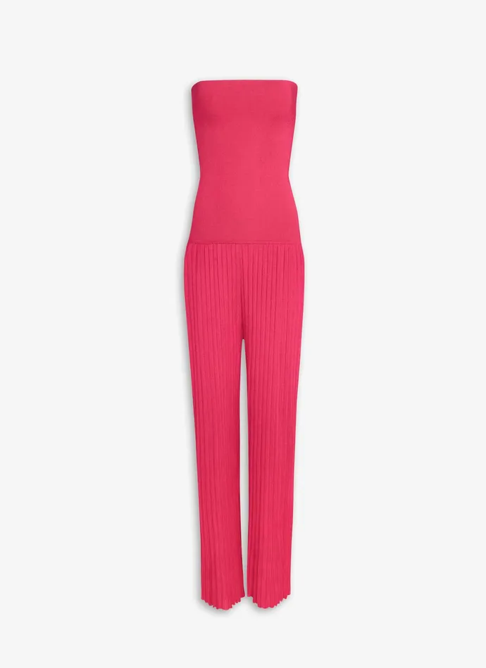 Pink BUSTIER JUMPSUIT IN PLEATED KNIT Women Alaa Pants and Shorts