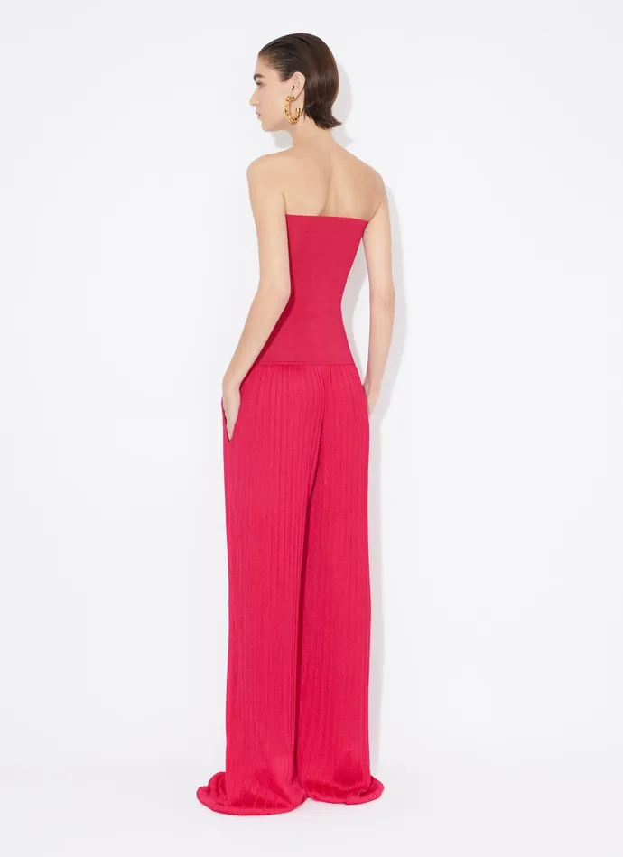 Pink BUSTIER JUMPSUIT IN PLEATED KNIT Women Alaa Pants and Shorts
