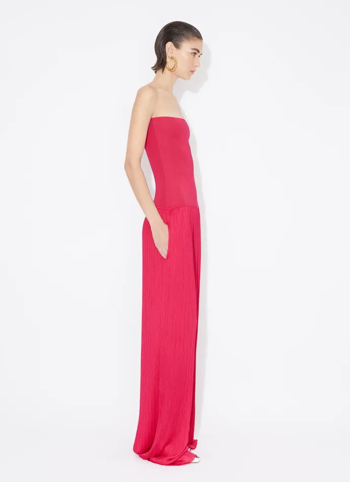 Pink BUSTIER JUMPSUIT IN PLEATED KNIT Women Alaa Pants and Shorts