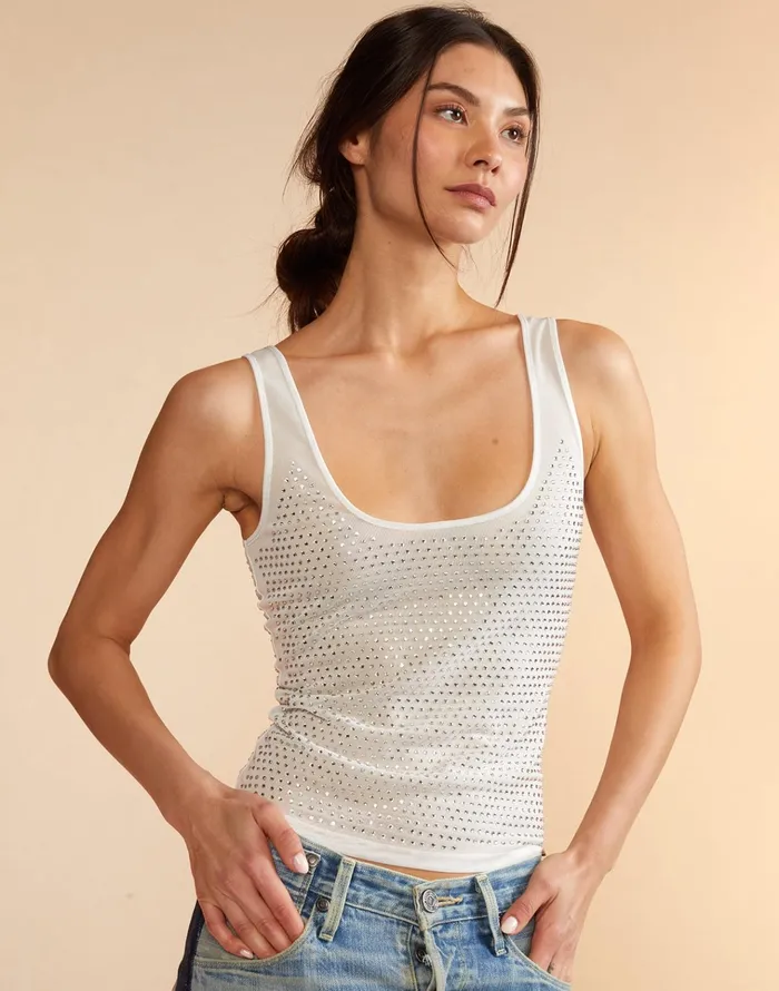 Polaris Crystal Tank 8211 White Women Cynthia Rowley Tops