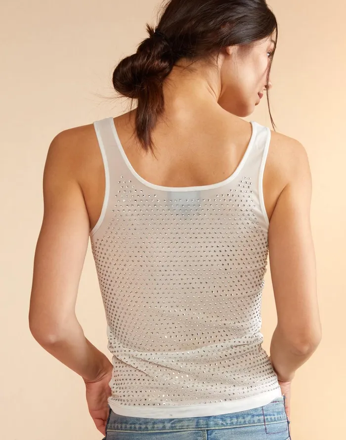 Polaris Crystal Tank 8211 White Women Cynthia Rowley Tops