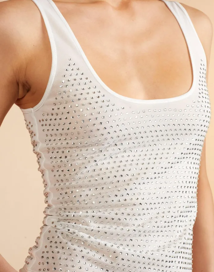 Polaris Crystal Tank 8211 White Women Cynthia Rowley Tops