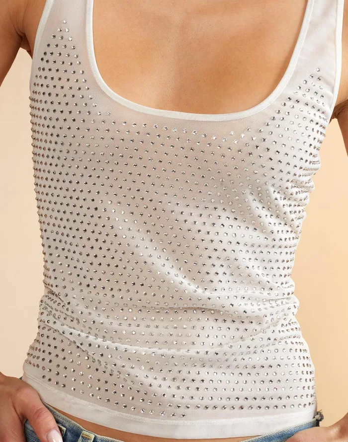 Polaris Crystal Tank 8211 White Women Cynthia Rowley Tops