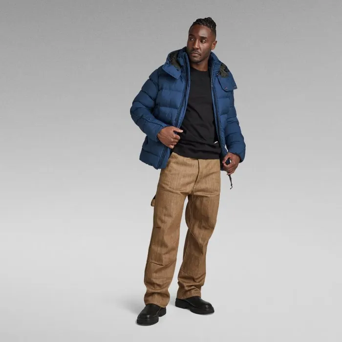 Puffer Jackets Men GStar RAW GWhistler Padded Hooded Jacket Rank Blue