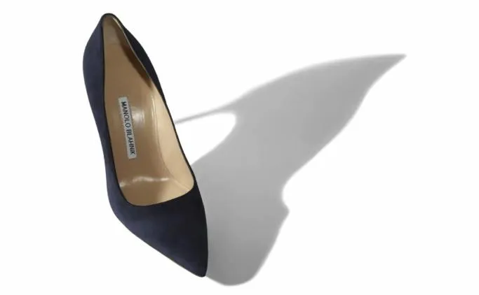 Pumps Women Manolo Blahnik BB 70Navy Suede Pointed Toe Pumps