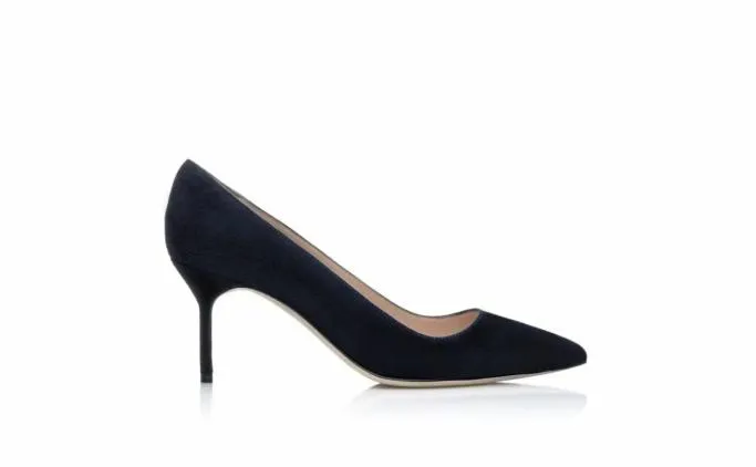 Pumps Women Manolo Blahnik BB 70Navy Suede Pointed Toe Pumps Pumps Women Manolo Blahnik BB 70Navy Suede Pointed Toe Pumps