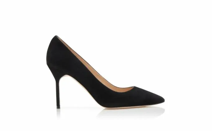 Pumps Women Manolo Blahnik BB 90Black Suede Pointed Toe Pumps Pumps Women Manolo Blahnik BB 90Black Suede Pointed Toe Pumps