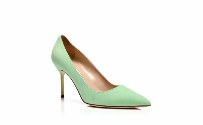 Pumps Women Manolo Blahnik BB 90Light Green Suede Pointed Toe Pumps Pumps Women Manolo Blahnik BB 90Light Green Suede Pointed Toe Pumps