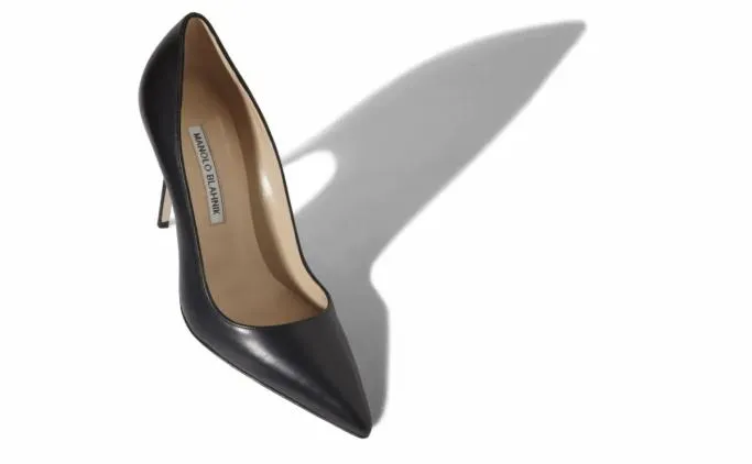 Pumps Women Manolo Blahnik BB CALFBlack Calf Leather Pointed Toe Pumps
