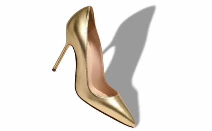 Pumps Women Manolo Blahnik BBGold Nappa Leather Pointed Toe Pumps