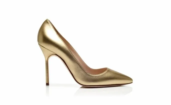 Pumps Women Manolo Blahnik BBGold Nappa Leather Pointed Toe Pumps Pumps Women Manolo Blahnik BBGold Nappa Leather Pointed Toe Pumps