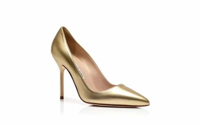 Pumps Women Manolo Blahnik BBGold Nappa Leather Pointed Toe Pumps Pumps Women Manolo Blahnik BBGold Nappa Leather Pointed Toe Pumps