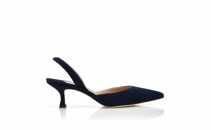 Pumps Women Manolo Blahnik CAROLYNE 50Navy Blue Suede Slingback Pumps Pumps Women Manolo Blahnik CAROLYNE 50Navy Blue Suede Slingback Pumps