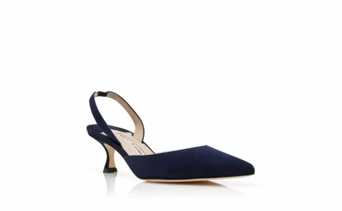 Pumps Women Manolo Blahnik CAROLYNE 50Navy Blue Suede Slingback Pumps Pumps Women Manolo Blahnik CAROLYNE 50Navy Blue Suede Slingback Pumps