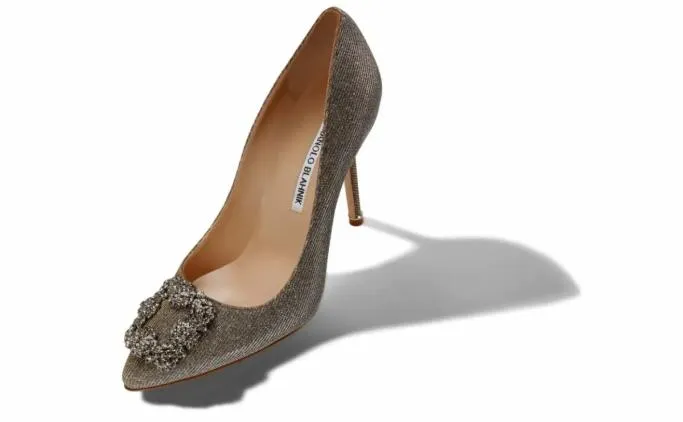 Pumps Women Manolo Blahnik HANGISI GLITTERDark Gold Glitter Jewel Buckle Pumps Pumps Women Manolo Blahnik HANGISI GLITTERDark Gold Glitter Jewel Buckle Pumps