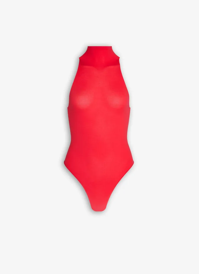 Red Fitted Body In Fine Knit Women Alaa Bodysuits and Leggings
