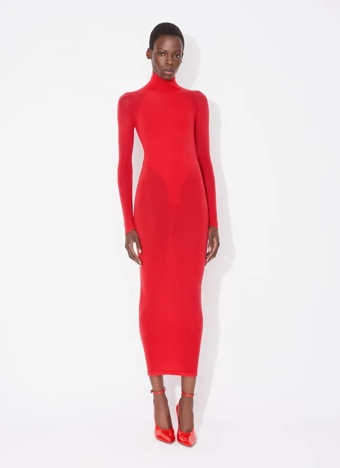 Red Fitted Body In Fine Knit Women Alaa Bodysuits and Leggings