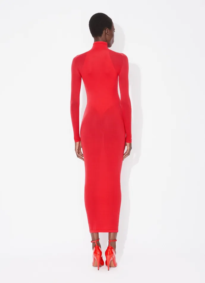 Red Fitted Body In Fine Knit Women Alaa Bodysuits and Leggings