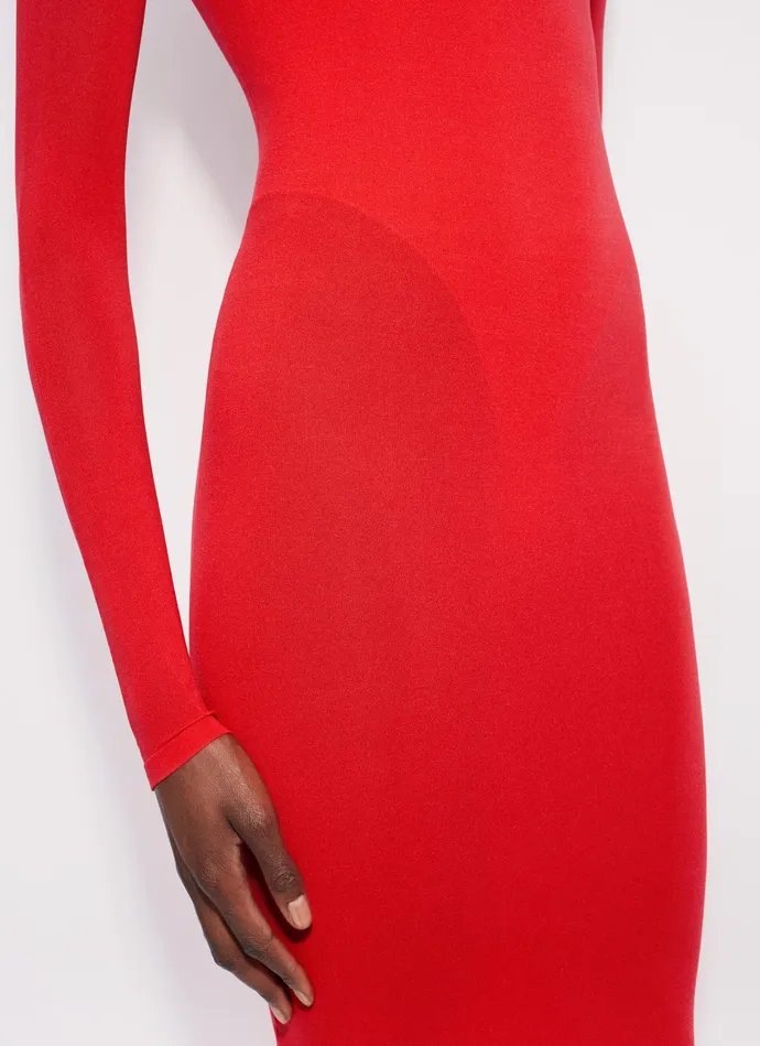 Red Fitted Body In Fine Knit Women Alaa Bodysuits and Leggings