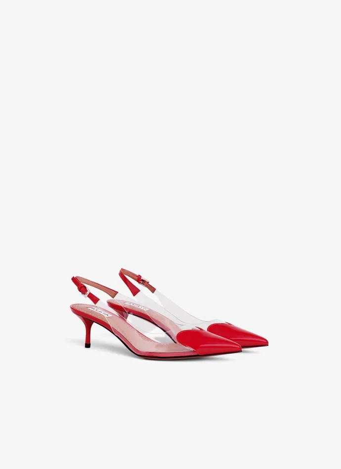 Red LE CUR SLINGBACKS IN PATENT LAMBSKIN Women Alaa Sandals