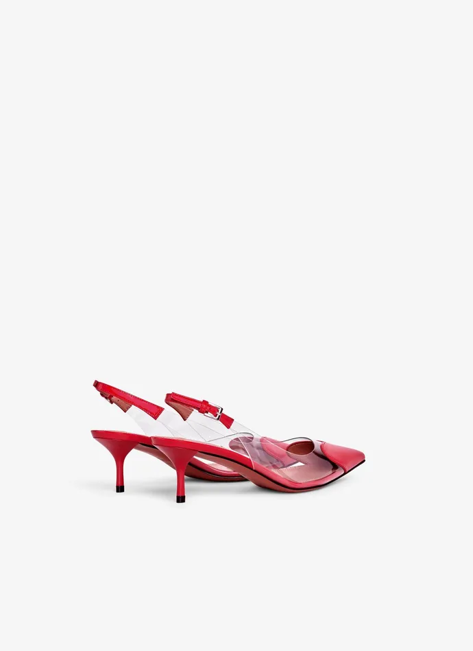 Red LE CUR SLINGBACKS IN PATENT LAMBSKIN Women Alaa Sandals