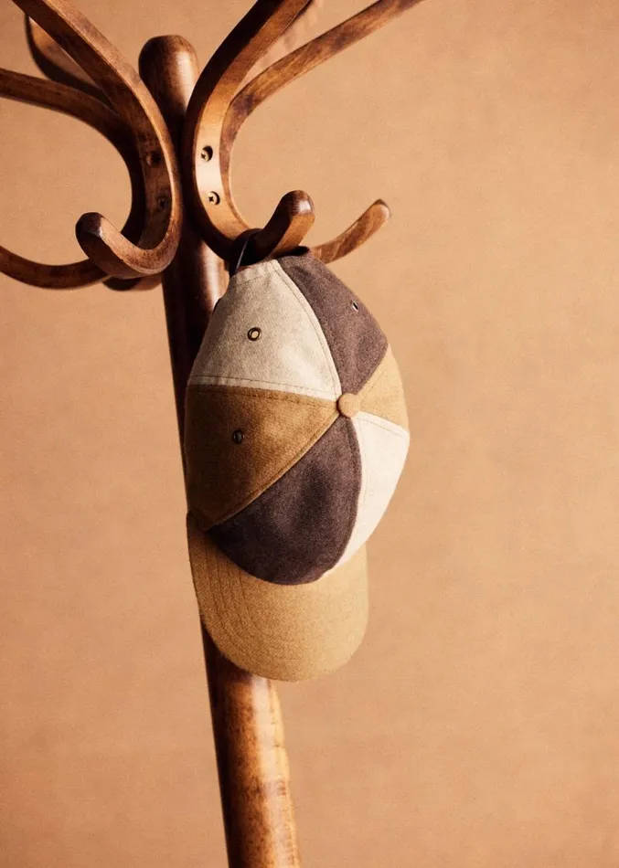 Szane Accessories Mens Chase Patchwork Flanelle Hat Camel Colored