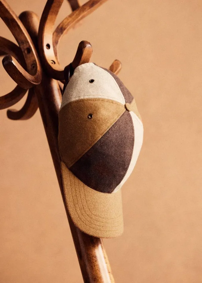 Szane Accessories Mens Chase Patchwork Flanelle Hat Camel Colored
