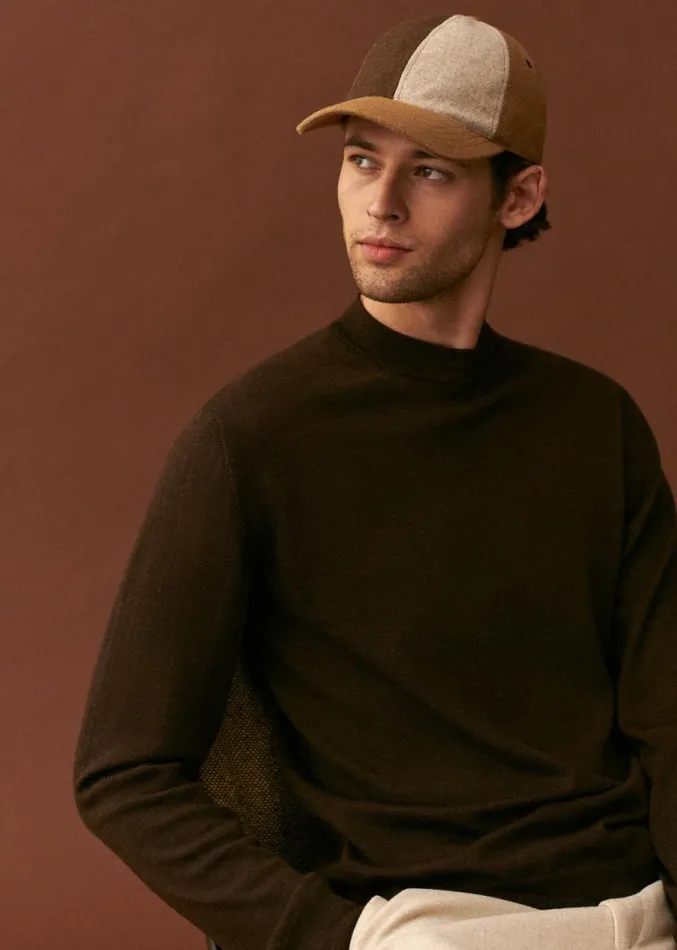 Szane Accessories Mens Chase Patchwork Flanelle Hat Camel Colored