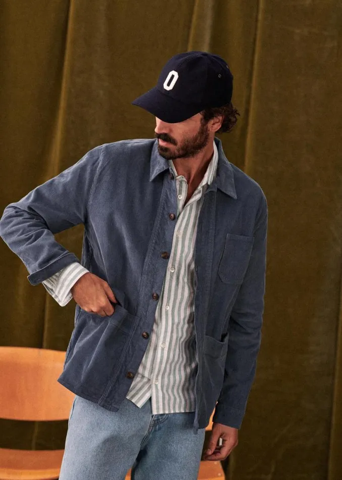 Szane Jackets and Coats Mens Corduroy Will Jacket Steel Blue
