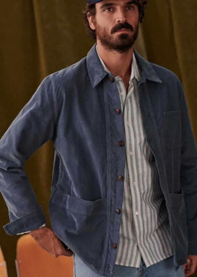Szane Jackets and Coats Mens Corduroy Will Jacket Steel Blue