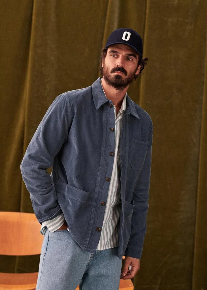 Szane Jackets and Coats Mens Corduroy Will Jacket Steel Blue