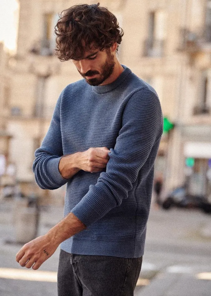 Szane Knitwear Mens Chuck Sweater Slate Blue