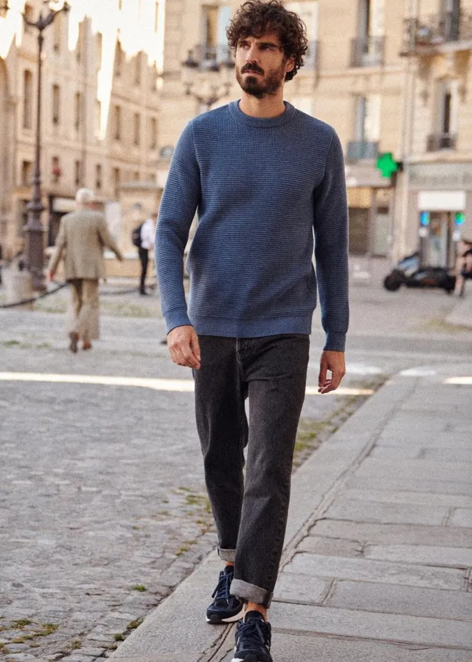 Szane Knitwear Mens Chuck Sweater Slate Blue