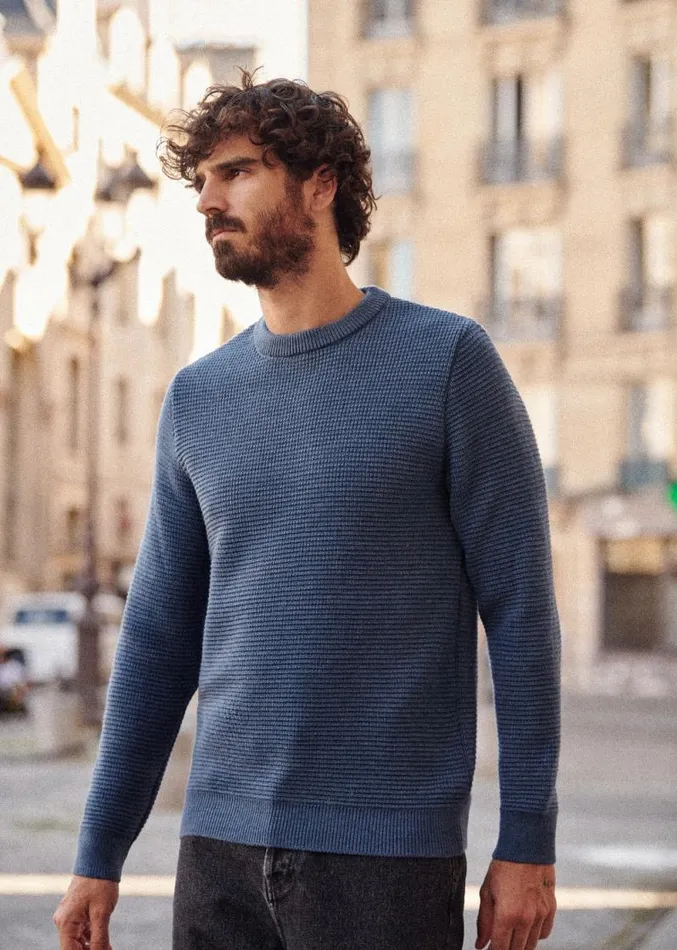 Szane Knitwear Mens Chuck Sweater Slate Blue
