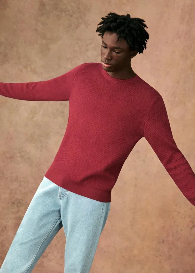 Szane Knitwear Mens Harry Sweater Raspberry
