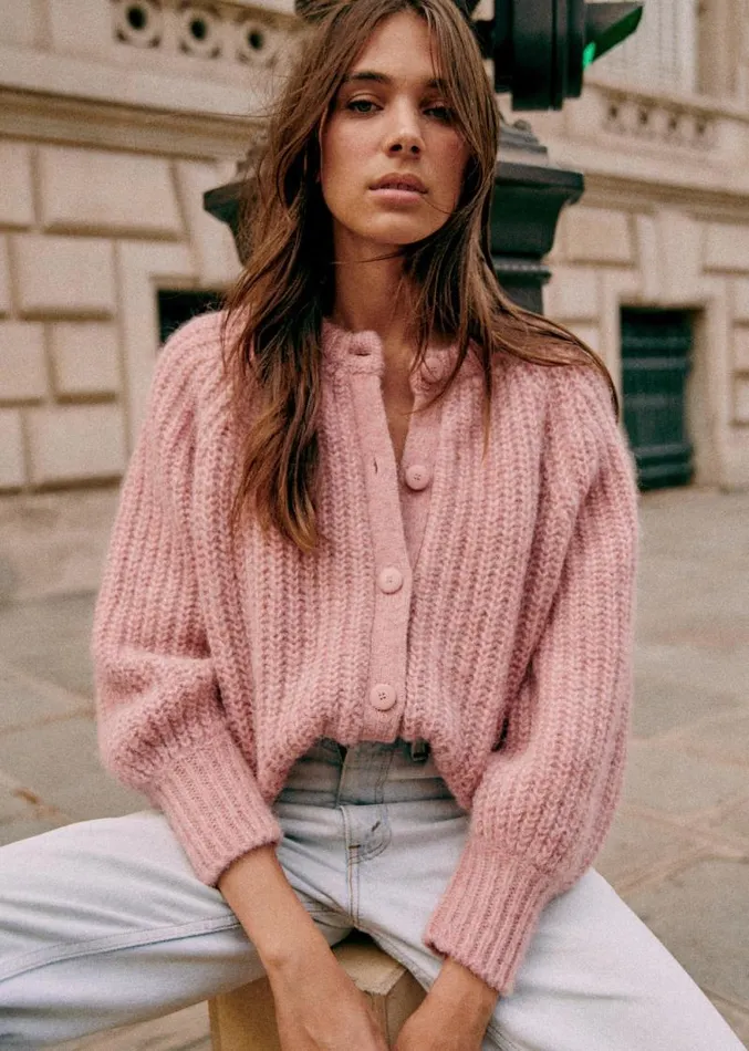 Szane Knitwear Womens Emile Cardigan Mottled Pink