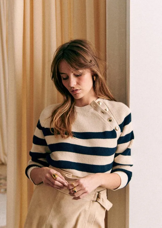 Szane Knitwear Womens Gary Jumper Natural Navy